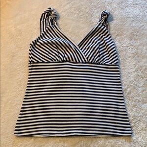 Banana Republic Black and White Fitted Tie Front Tank Top